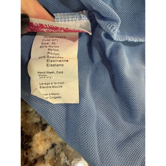 Shirley of Hollywood Lingerie Sexy Sheer Blue Lace Babydoll Peekaboo Cutouts XL - Picture 12 of 12